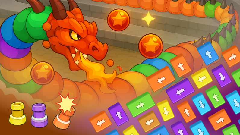Dragon Snap Rescue - Casual puzzle game with cute dragon and colorful blocks